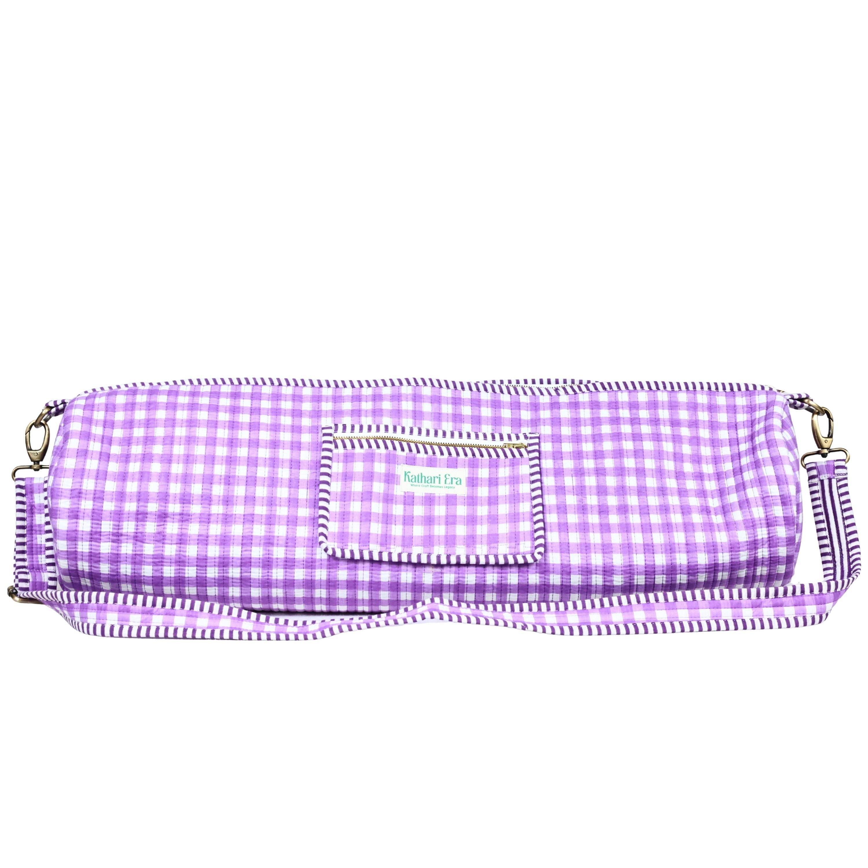 Lavender Grid Yoga Bag
