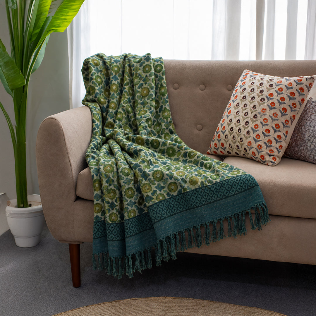 Teal Bloom Throw
