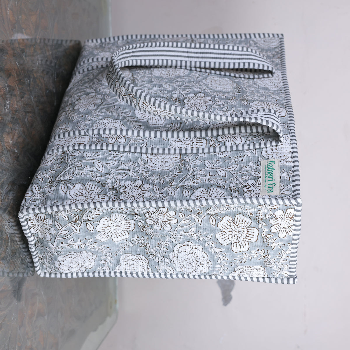 Grey Floral Tote